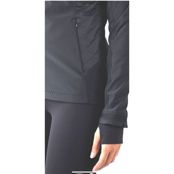 Lululemon Wind Runner Softshell Zip Up Black Athletic Jacket Pockets Sz 6 Logo - Picture 10 of 12